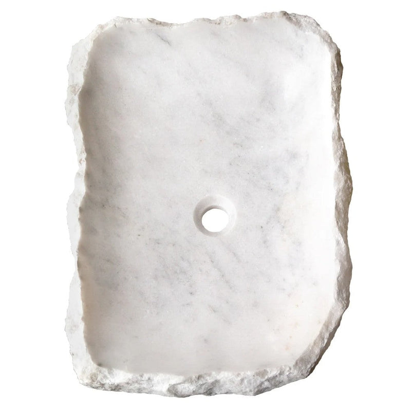 Carrara marble rustic natural stone Vessel Sink Polished Hand Chiseled size (W)16" (L)22" (H)5" SKU-NTRSTC15 product shot top view