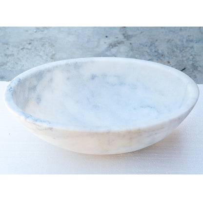 Carrara white marble oval vessel sink NTRSTC04 Size (W)16" (L)21" (H)6" side view product shot