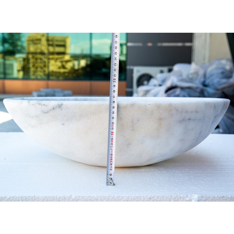 Carrara white marble oval vessel sink NTRSTC04 Size (W)16" (L)21" (H)6" height measure view