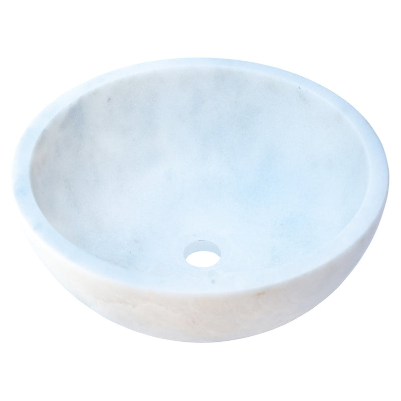 Carrara white marble vessel sink NTRSTC08 Size (D)16" (H)6" side view product shot