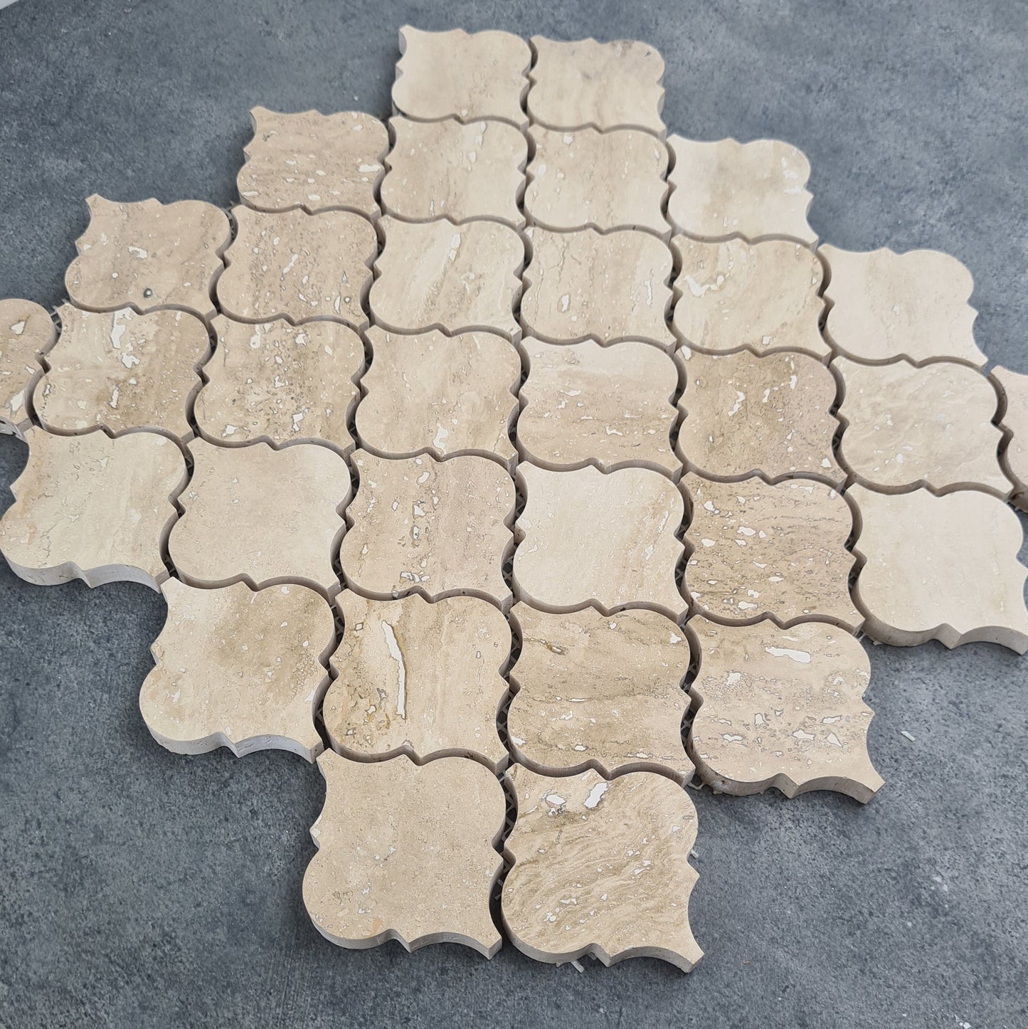 Patara Casablanca Pattern 12" x 12" Honed Travertine Mesh-Mounted Mosaic Tile