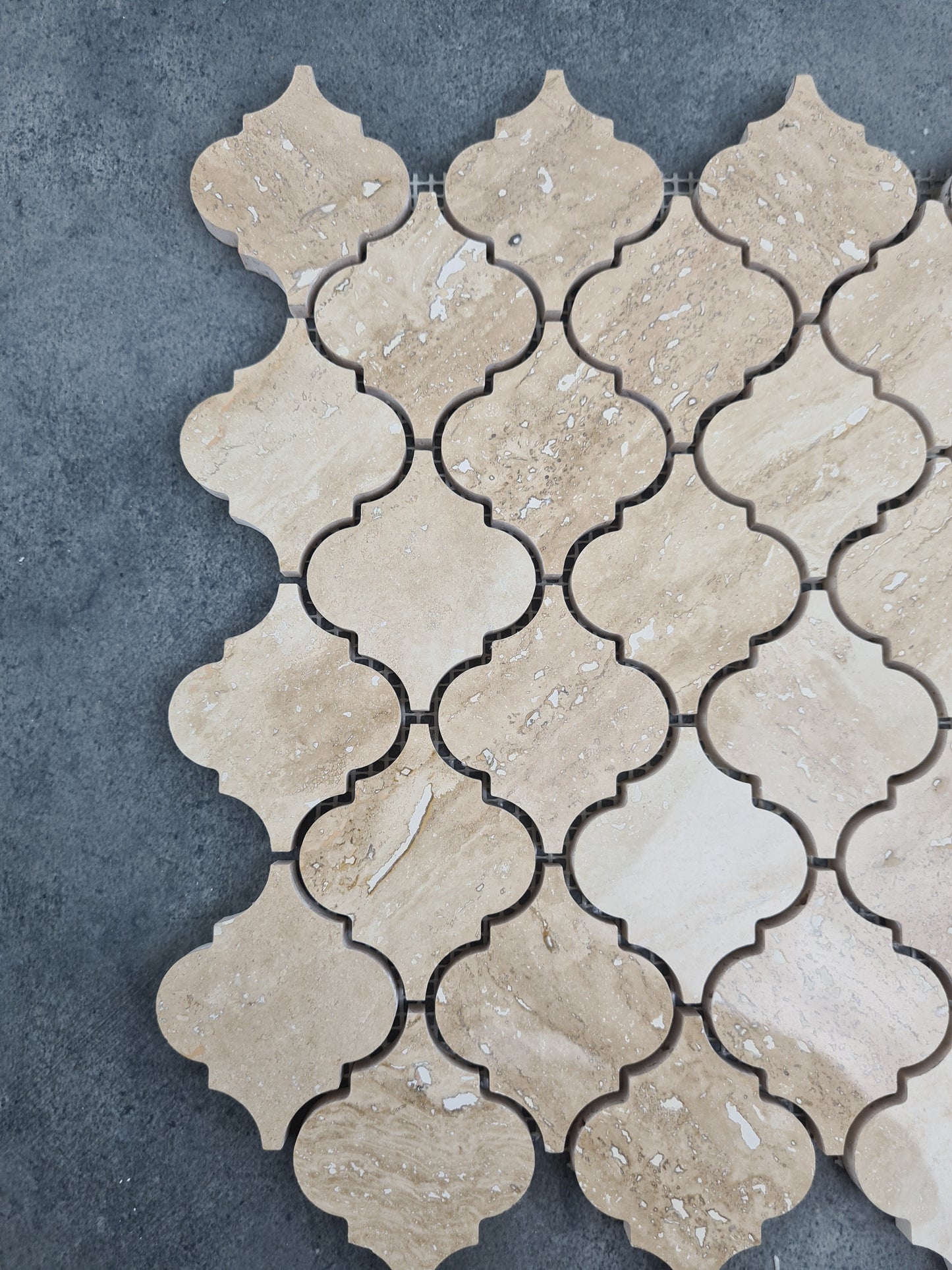 Patara Casablanca Pattern 12" x 12" Honed Travertine Mesh-Mounted Mosaic Tile