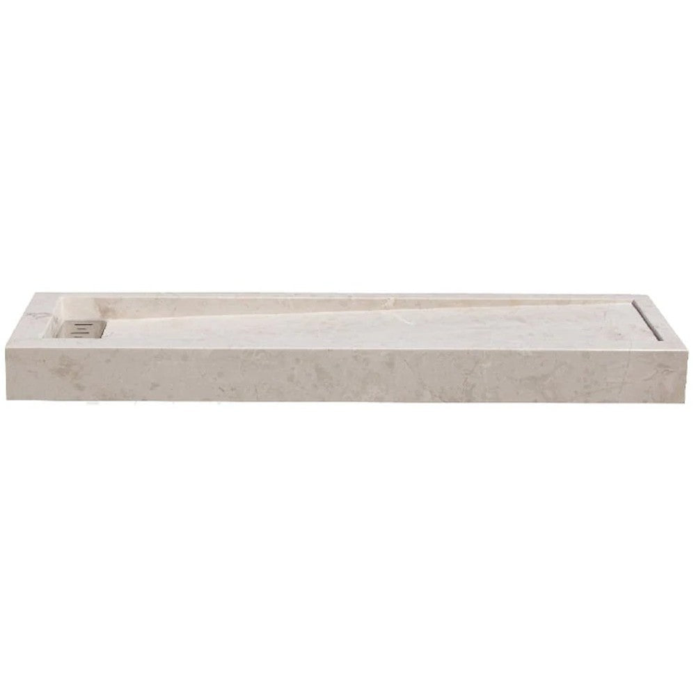 Cream royal marble rectangular shower base hand carved SKU-NTRSTC56 Product shot on white background