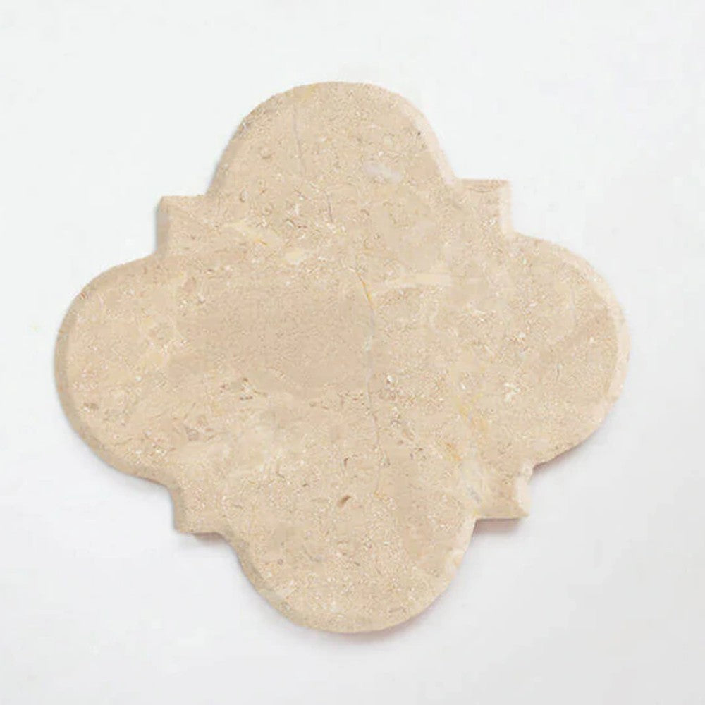 Crema Marfil genuine marble motif coasters 5x5 polished set of 4 SKU-MSCMMS5x5SP product shot