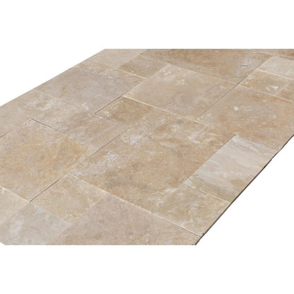 Denizli beige antique french pattern set travertine tile surface brushed SKU-20071439 product shot