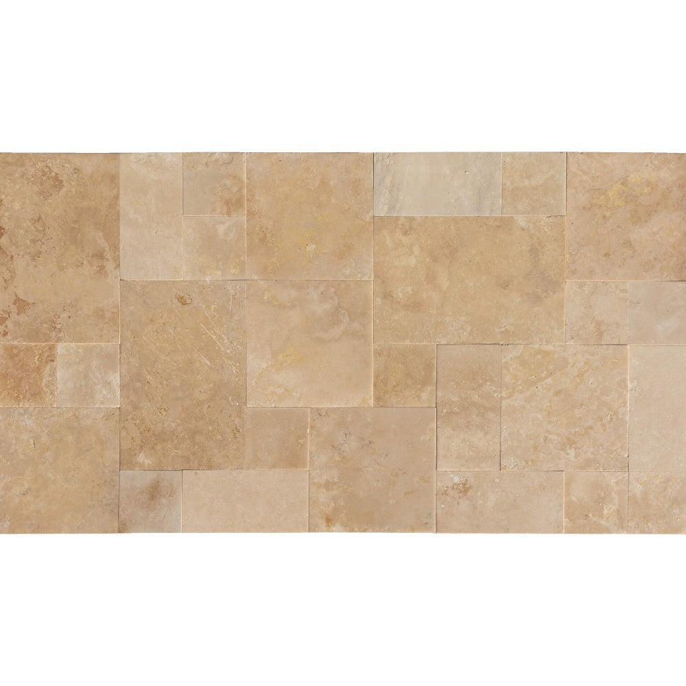 Denizli beige antique french pattern set travertine tile surface brushed SKU-20071439 product shot