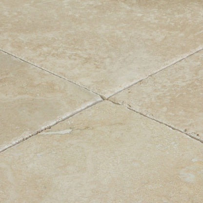 Denizli beige travertine tile size 18"x18" (45.7cmx45.7cm) thickness 1/2" surface brushed chiseled SKU-10083369 product shot