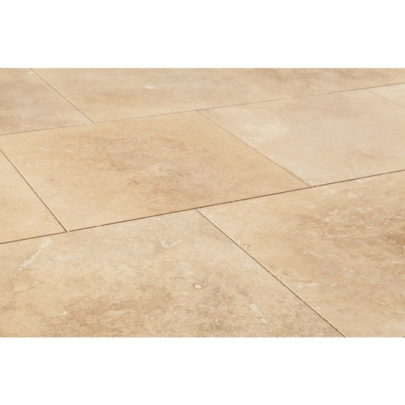 Denizli beige travertine tile surface honed filled size 18"x18" and thickness 1/2" SKU-10071420 product shot