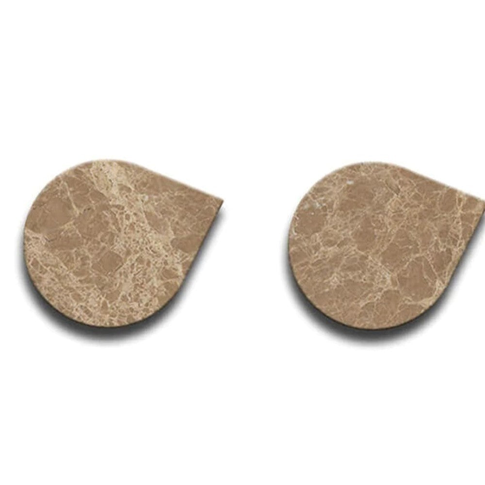 Marble 4"x5" Teardrop Coasters Semi-polished set of 2