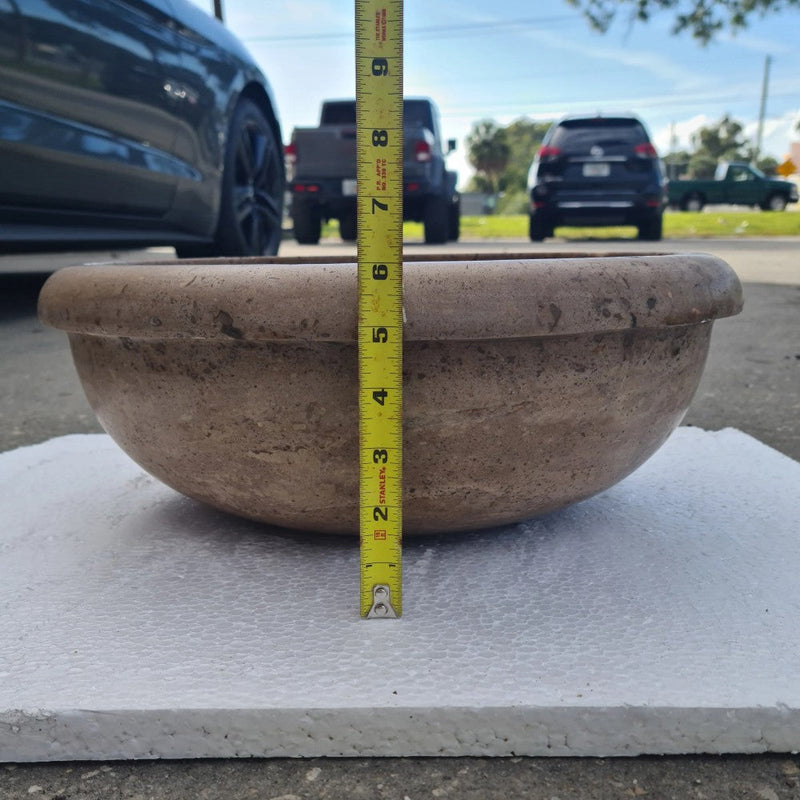 Fontane Dark Walnut Travertine Natural Stone Drop-in Sink Honed and Filled (D)16" (H)6" SKU-HSVSFDWDS01 metric height