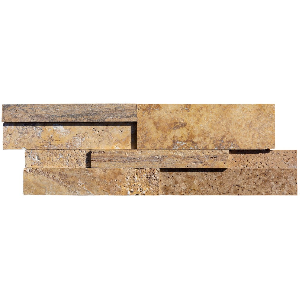 Gold 3D Travertine Ledger Panel Honed 8x24 SKU-20201001 product shot single product view