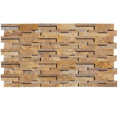 Gold 3D Travertine Ledger Panel Honed 8x24 SKU-20201001 product shot top view without sealer