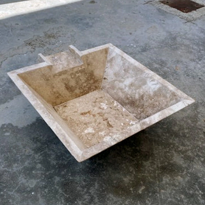 Aspendos Travertine Natural Stone Pool Square Cascade Water Bowl