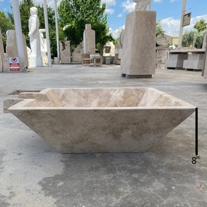 Aspendos Travertine Natural Stone Pool Square Cascade Water Bowl