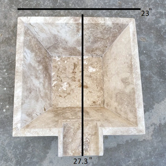 Aspendos Travertine Natural Stone Pool Square Cascade Water Bowl