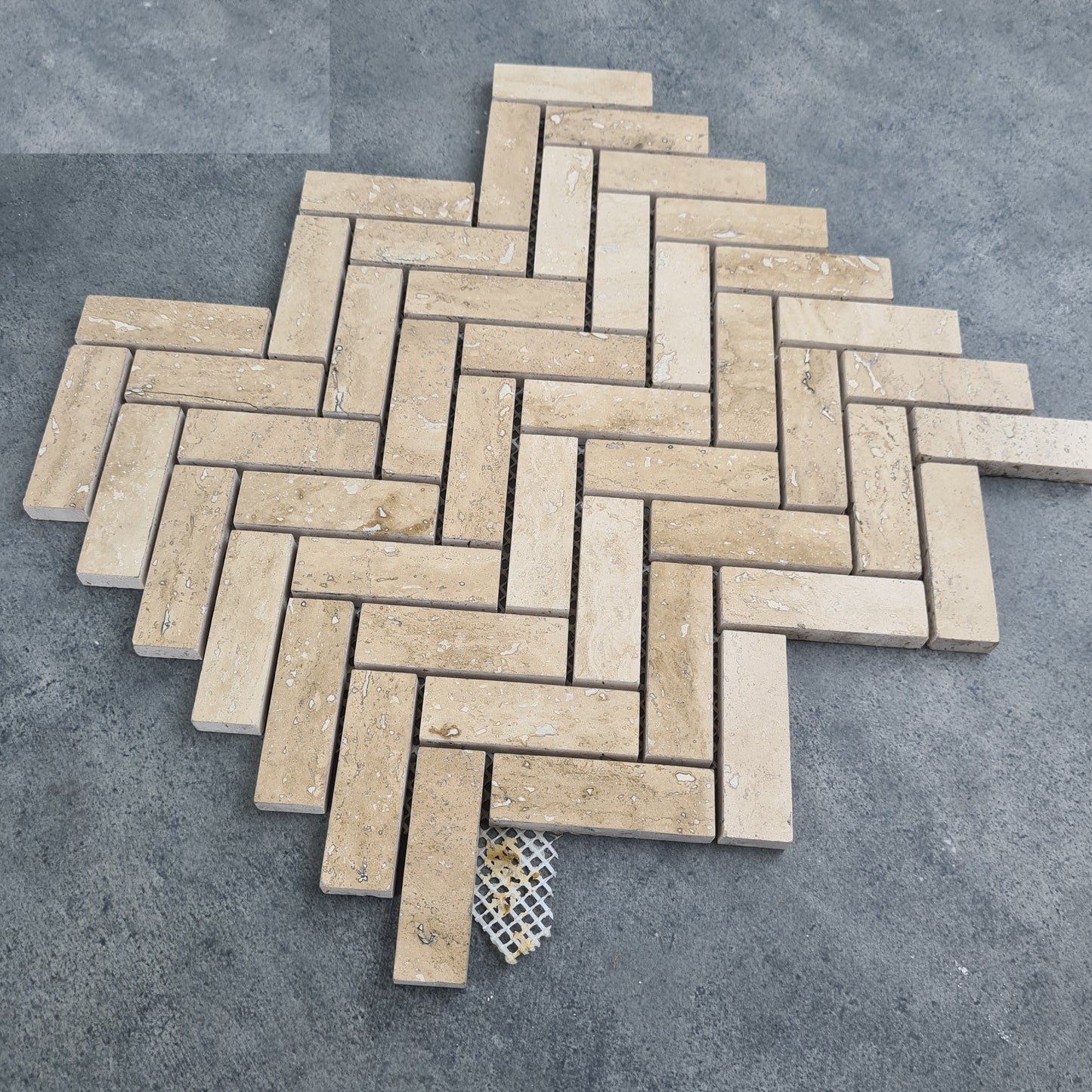 Patara Herringbone 12" x 12" Honed Travertine Mesh-Mounted Mosaic Tile