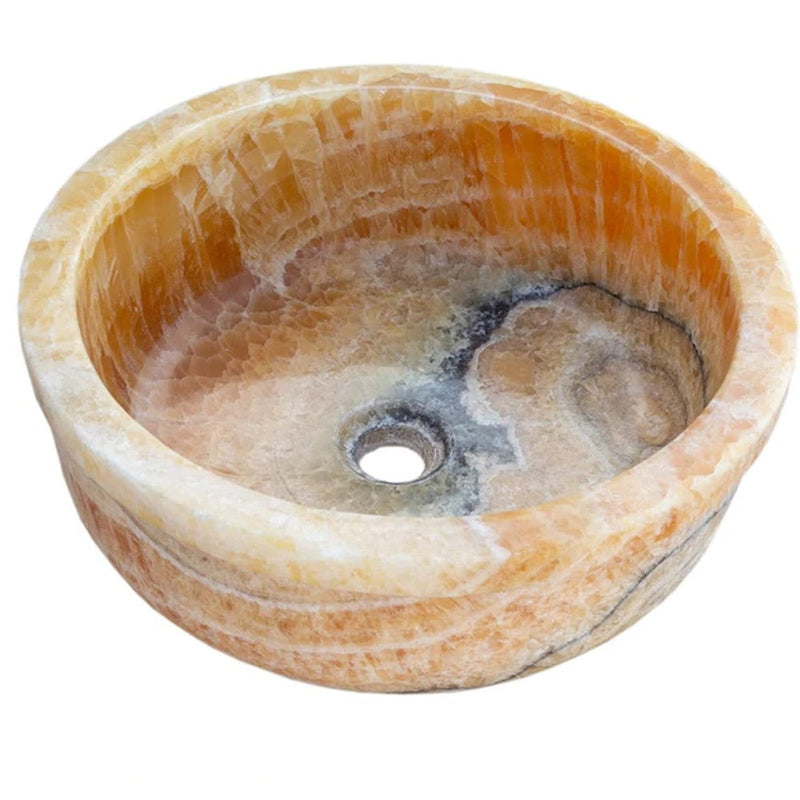 Natural Stone Honey Onyx Drop-in Vessel Sink Polished (D)16" (H)6"