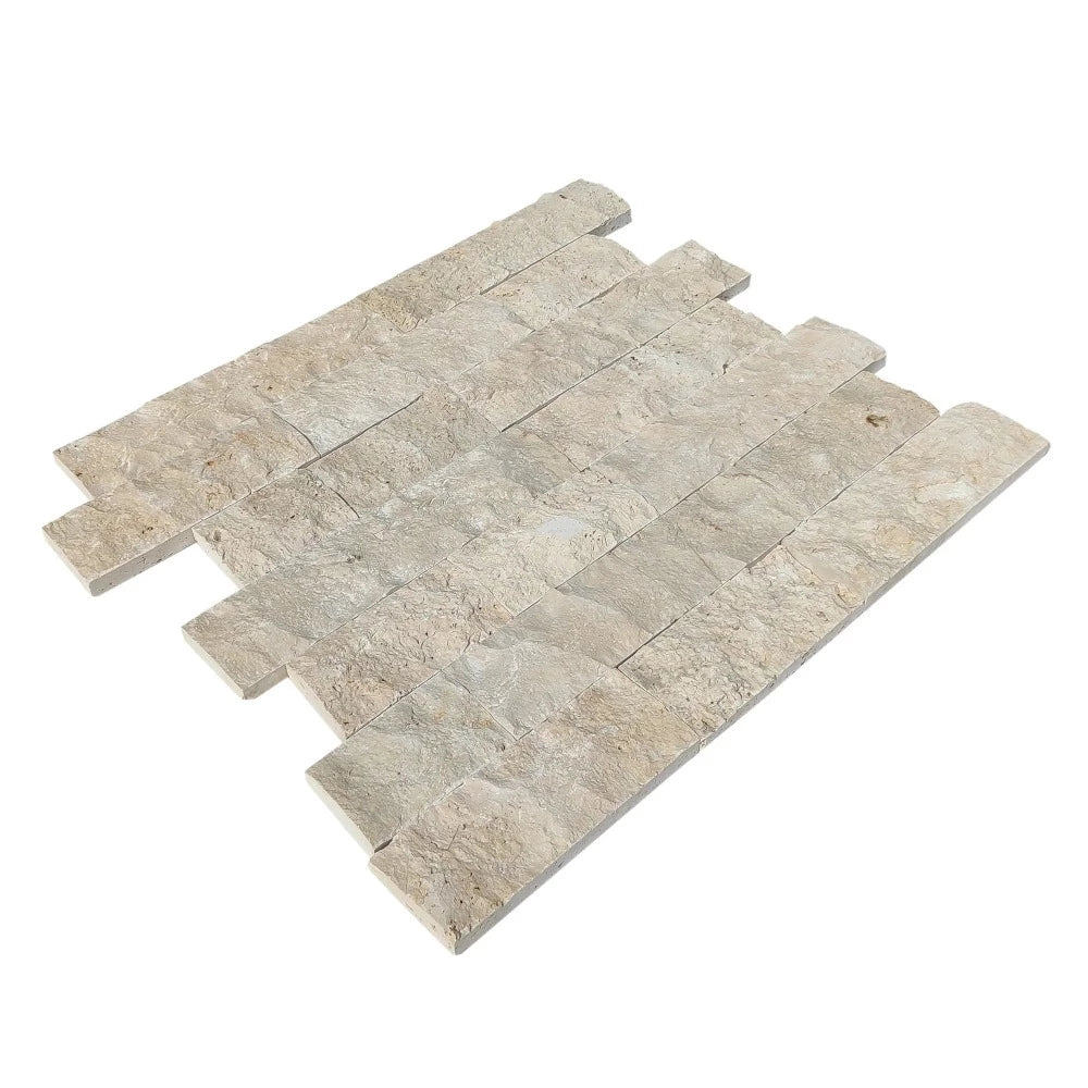 Ivory Light 4"xFree Length Split-face Natural Travertine Wall Tile Angle view