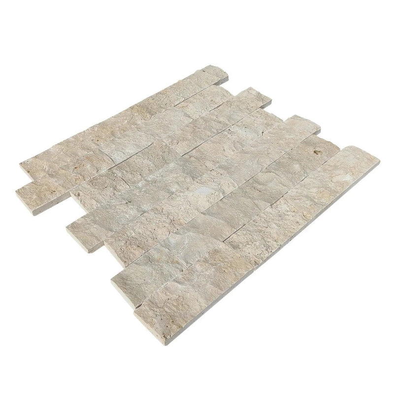 Ivory Light 4"xFree Length Split-face Natural Travertine Wall Tile Angle view