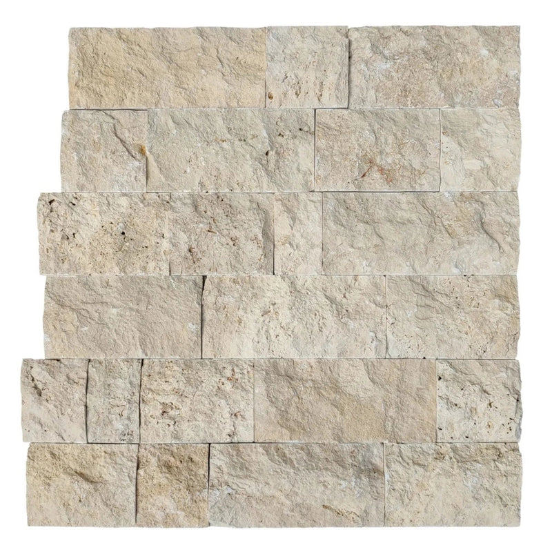 Ivory Light Free Length Split-face Natural Travertine Wall Tile 6"xFL top view