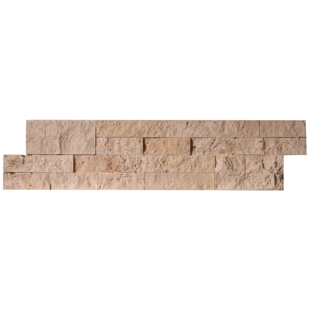 Ivory Beige Ledger 3D Panel 6"x24" Split-face Natural Travertine Wall Tile