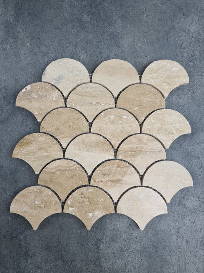 Patara Laguna Pattern 12" x 12" Honed Travertine Mesh-Mounted Mosaic Tile