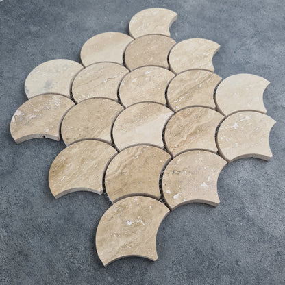 Patara Laguna Pattern 12" x 12" Honed Travertine Mesh-Mounted Mosaic Tile