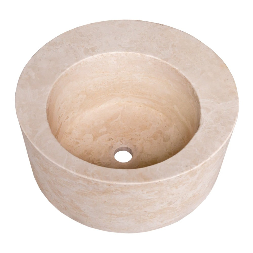 Light Beige Travertine Natural Stone Round Sink SKU-NTRSTC22 size (D)18" (H)8" product shot top view