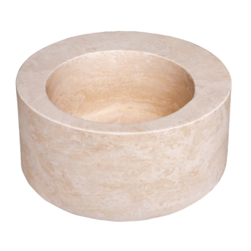 Light Beige Travertine Natural Stone Round Sink SKU-NTRSTC22 size (D)18" (H)8" product shot angle view
