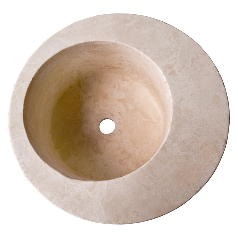 Light Beige Travertine Natural Stone Round Sink SKU-NTRSTC22 size (D)18" (H)8" product shot top view