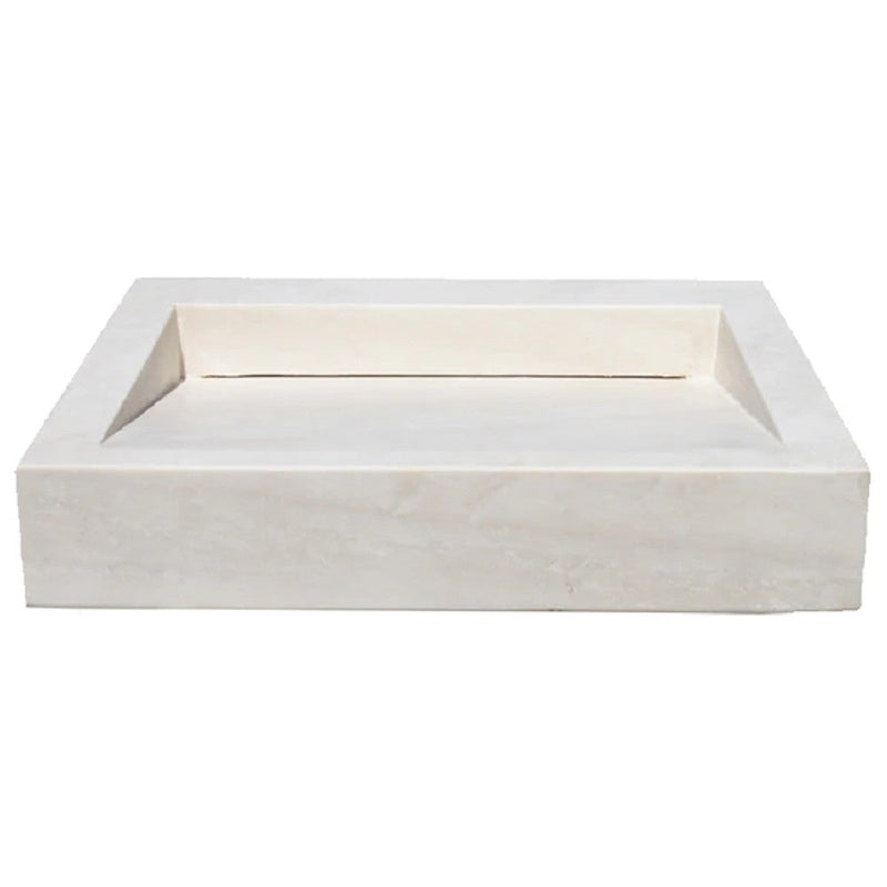 Light Travertine Rectangular Sink Honed and Filled size (W)18" (L)21.4" (H)4" SKU-NTRSTC36 product shot angle view