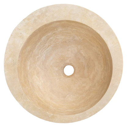 LightBeigeTravertineSlopedBathroomVesselSinkHoned_D_16_H1_6_H2_8SKU-YEDSIM12 top view