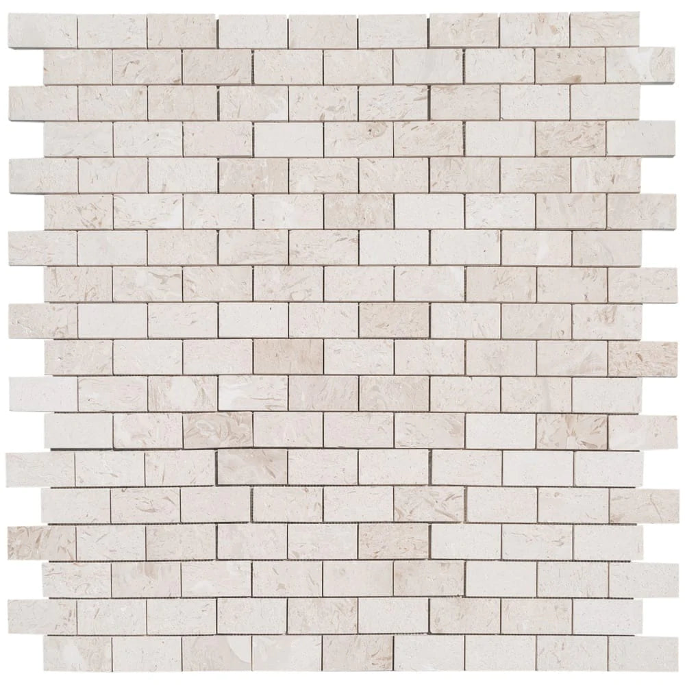 Myra White Limestone Brushed Mosaic Floor and Wall Tile