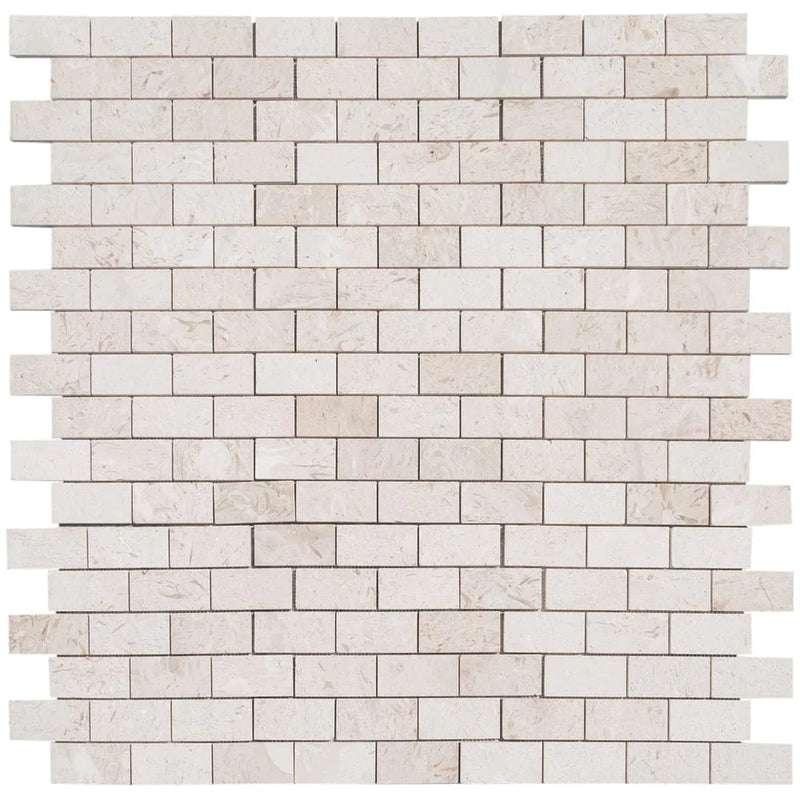 Mayra White Limestone Brushed Mosaic Floor and Wall Tile