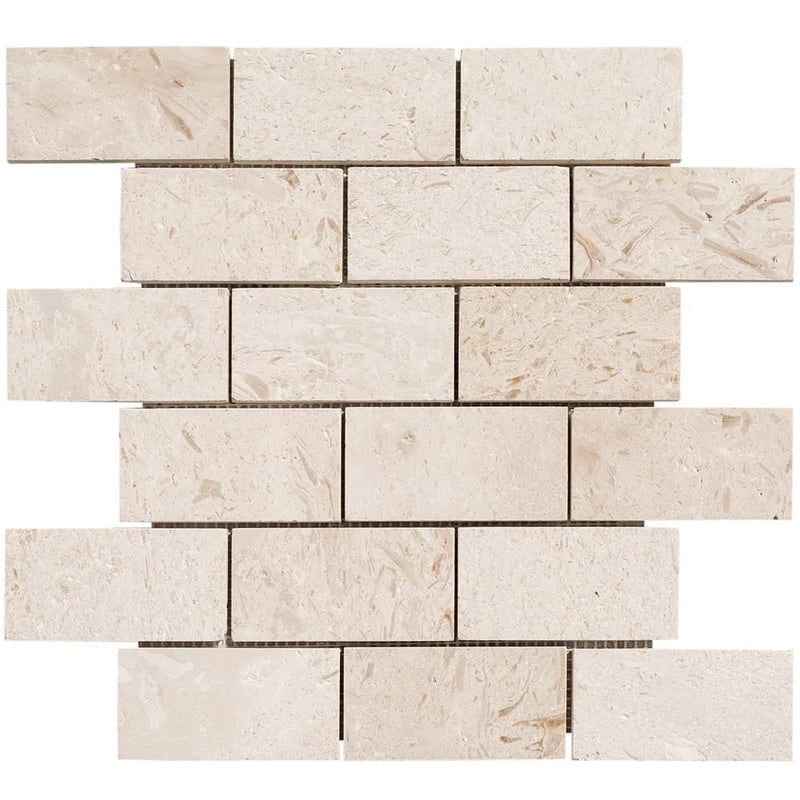 Mayra White Limestone Brushed Mosaic Floor and Wall Tile
