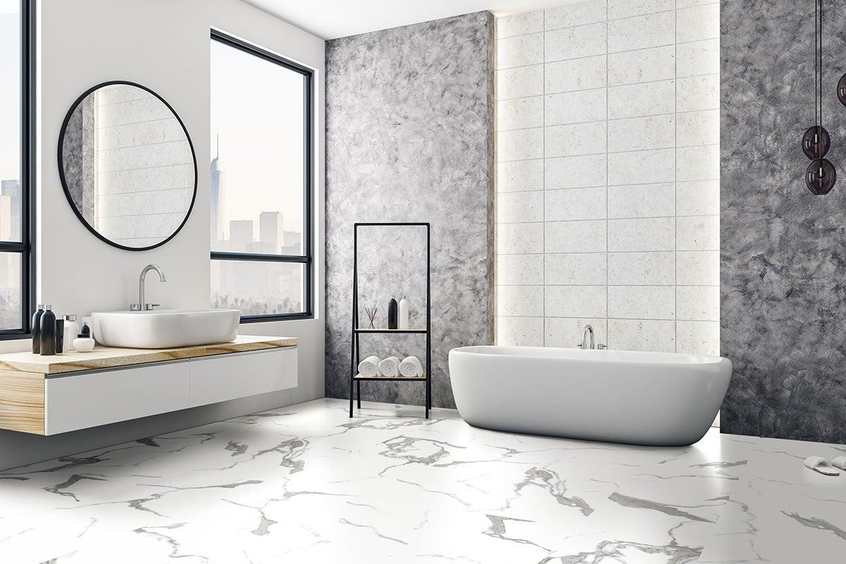 MSI Rigid Core Vinyl Flooring XL Trecento Calacatta Marbello 18"x36" - Everlife Collection