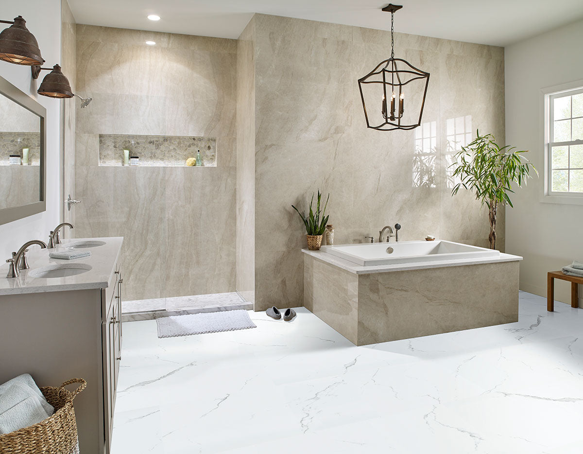 MSI Rigid Core Vinyl Flooring XL Trecento Calacatta Serra 18"x36" - Everlife Collection