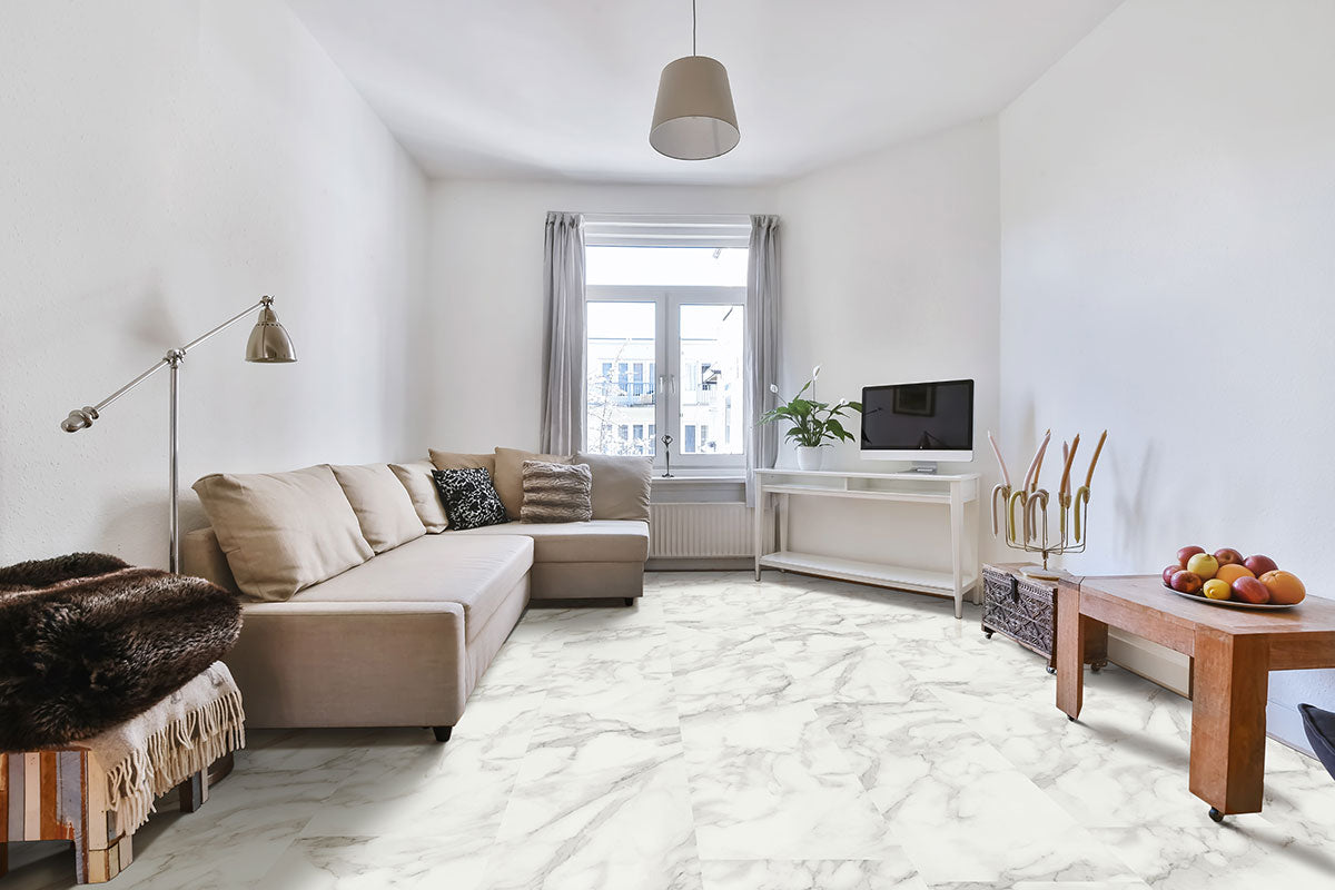 MSI Rigid Core Vinyl Flooring XL Trecento Calacatta Venosa Gold 18"x36" - Everlife Collection