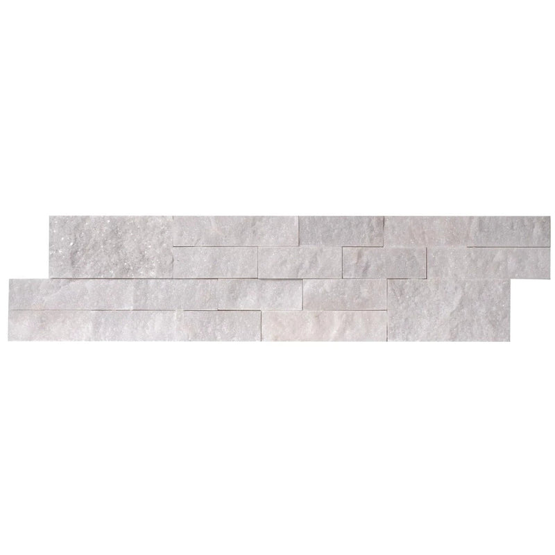 Mugla White Ledger 3D Panel 6"x24" Split-face Natural Marble Wall Tile