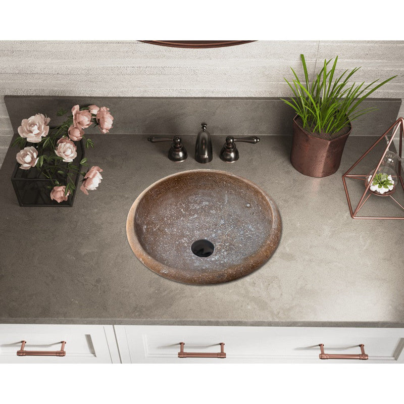 Noce Brown Travertine Natural Stone Drop-in Sink Honed and Filled (D)16" (H)6"