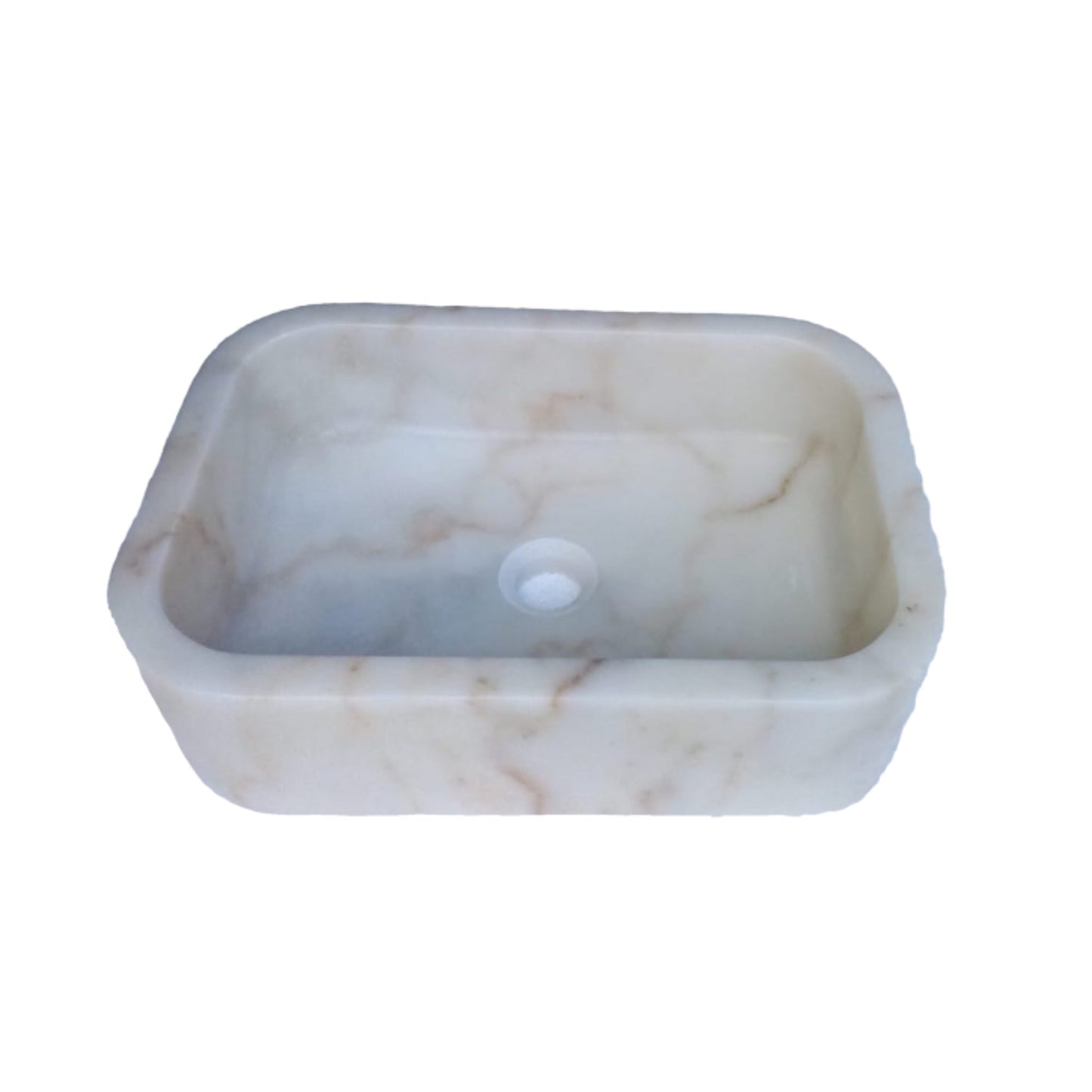 European Sugar Marble Rectangular Farmhouse Sink Semi-Polished  (W)12.5" (L)18" (H)5"