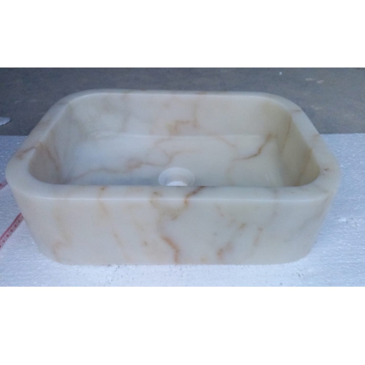 European Sugar Marble Rectangular Farmhouse Sink Semi-Polished  (W)12.5" (L)18" (H)5"