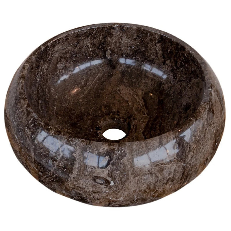 Narcist Brown Marble Vessel Sink High-Gloss Polished  (D)16" (H)6"