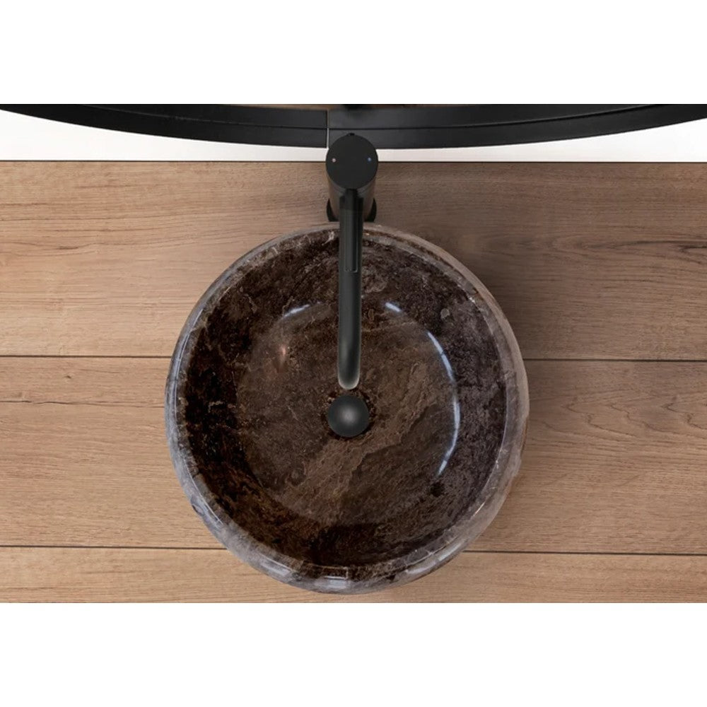 Narcist Brown Marble Vessel Sink High-Gloss Polished  (D)16" (H)6"