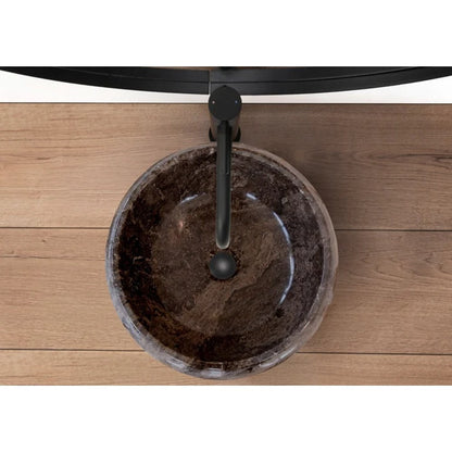 Narcist Brown Marble Vessel Sink High-Gloss Polished  (D)16" (H)6"