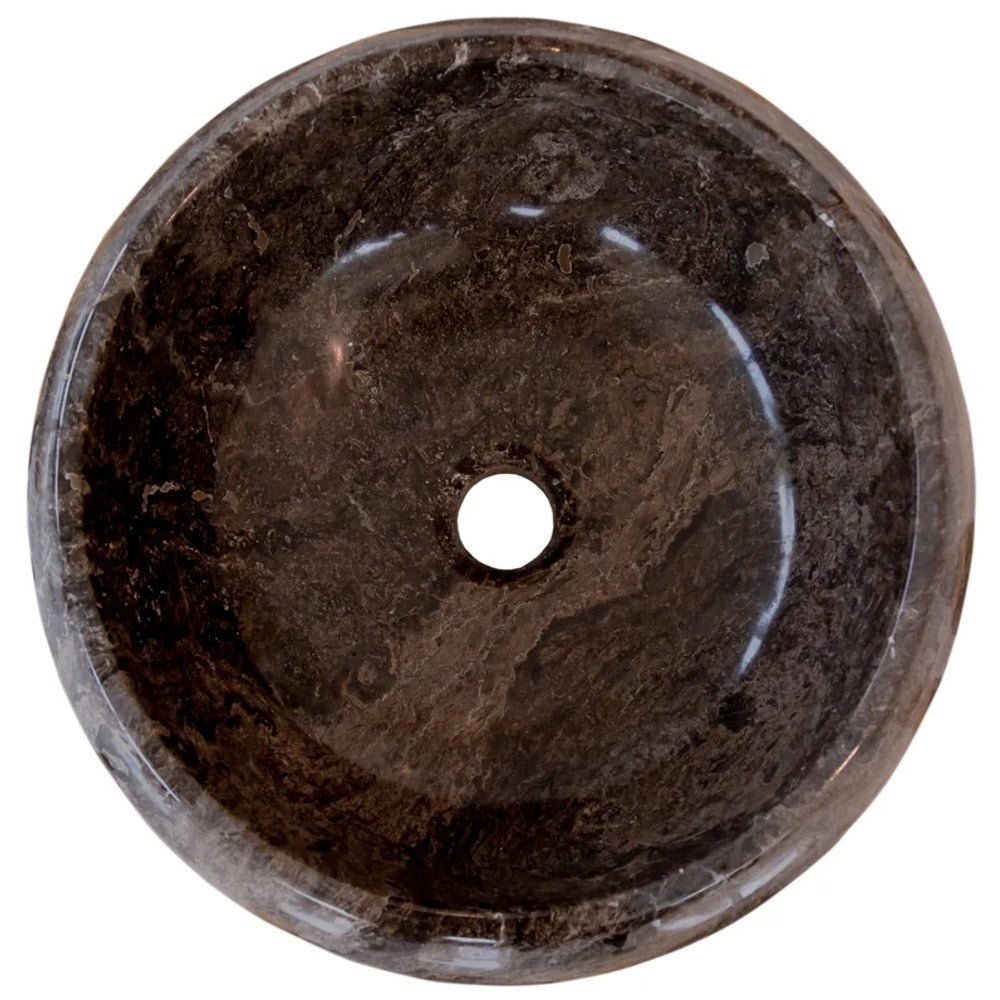 Narcist Brown Marble Vessel Sink High-Gloss Polished  (D)16" (H)6"