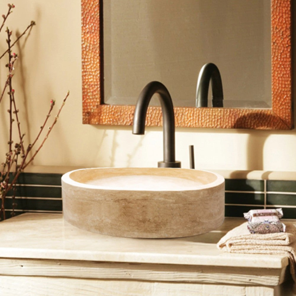 Natural Stone Classic Travertine Vessel Sink SKU-20020029 bathroom view