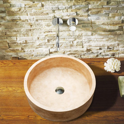 Natural Stone Classic Travertine Vessel Sink SKU-20020029 Installed view