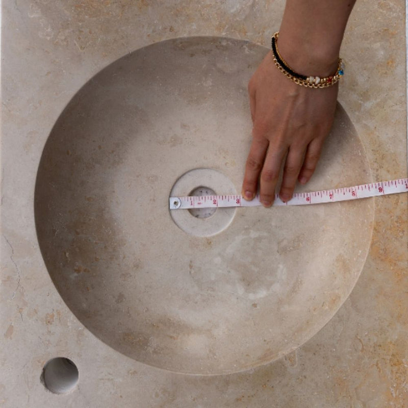 Stone Travertine Troia Light Above Counter Sink  drain diameter