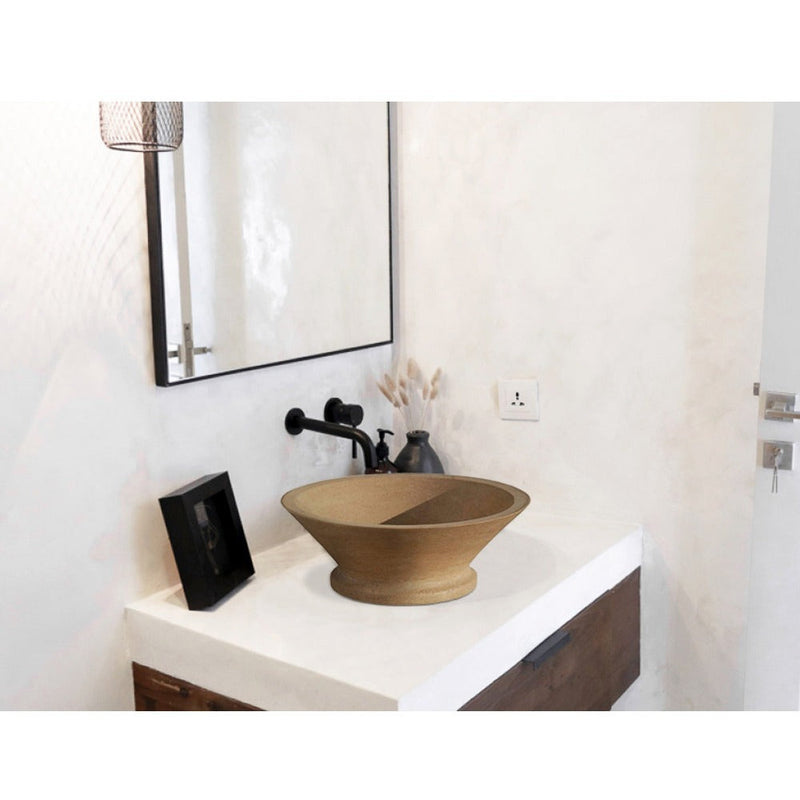 Natural Stone Classic Travertine Vessel Sink, Available size in 16.5"x5.9" SKU-20020024 room scene